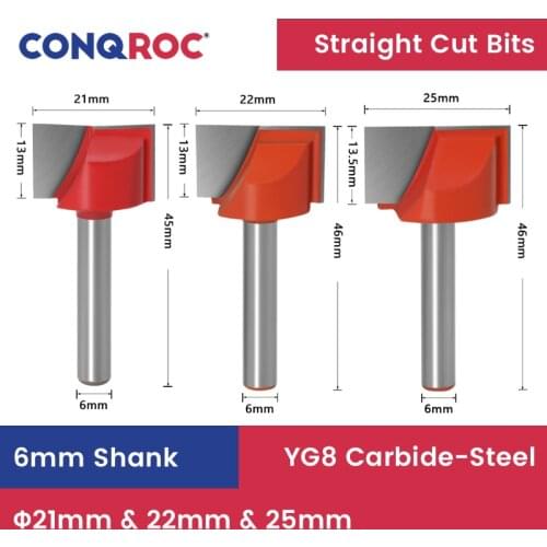 3 Pieces 6mm Shank Dia 21&22&25mm CNC Carbide End Mills 3D Woodworking Insert Router Bits Cleaning Bottom End Milling Cutters