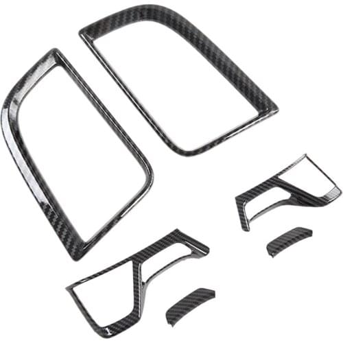 6 Pcs for Mitsubishi Pajero Sport 2020 Car Accessories, 2 Pcs 2 Air Outlet Frames & 4 Pcs Steering Wheel Cover