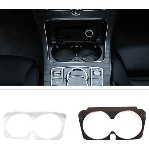 ABS Car Gear Panel Water Cup Phone Holder Box Storage Frame Sticker Fit For Mercedes Benz C GLC E Class W205 W213 X253 2015-2019