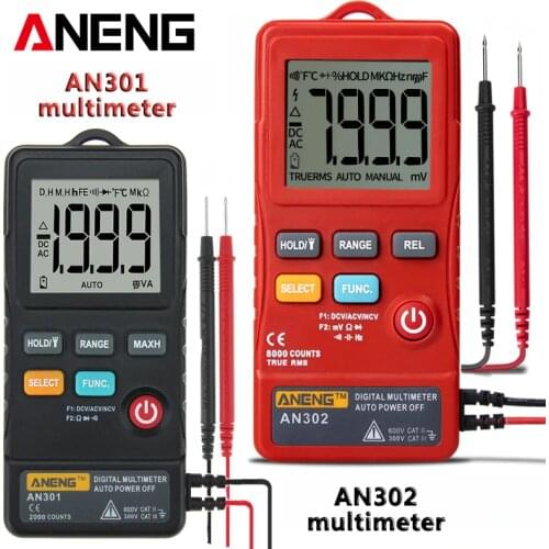 ANENG AN302 Profesional Digital Multimeter 7999 Display DC/AC Voltmeter Tester Capacitance Diode NCV Ohm Resistance Hz Test