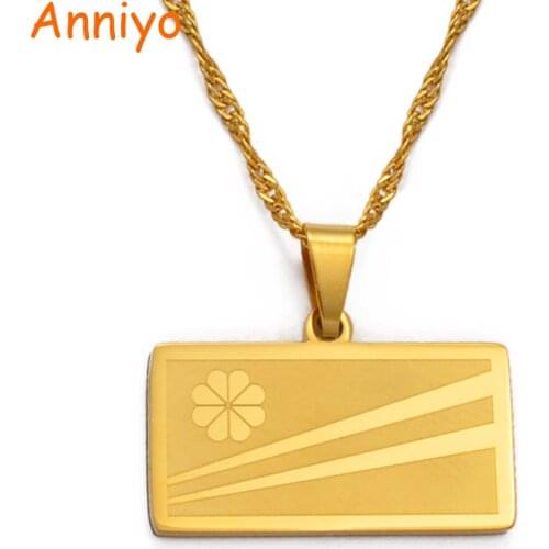 Anniyo Marshall Kwajalein Atoll Necklaces for Women/Girl Gold Color & Stainless Steel Jewelry Kwajalong Gifts #037921