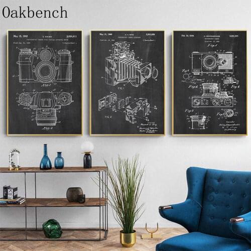 Antique Camera Wall Art Patent Canvas Print Painting Camera Detail Image Art Poster Vintage Wall Pictures For Photography Decor