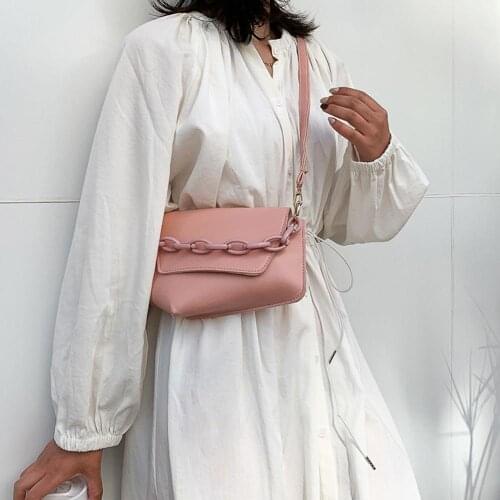 Irregular Shaped PU Leather Crossbody Bags for Women Acrylic Chain Fashion Shoulder Messenger Bag Simple Travel Portable Bag