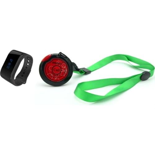 SINGCALL Wireless Caring System 1 Wrist WatchReceiver and 1 Hanging Call Pager for Old People Calling