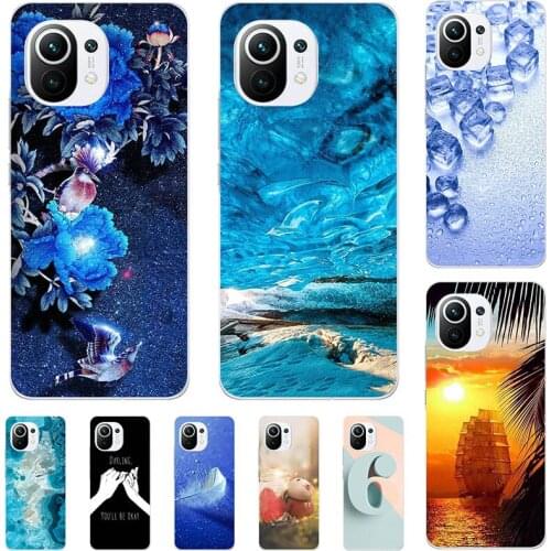 For Xiaomi Mi 11 6.81" Cover Fashion Cool Cartoon Flower Capa Soft Silicone TPU Case
