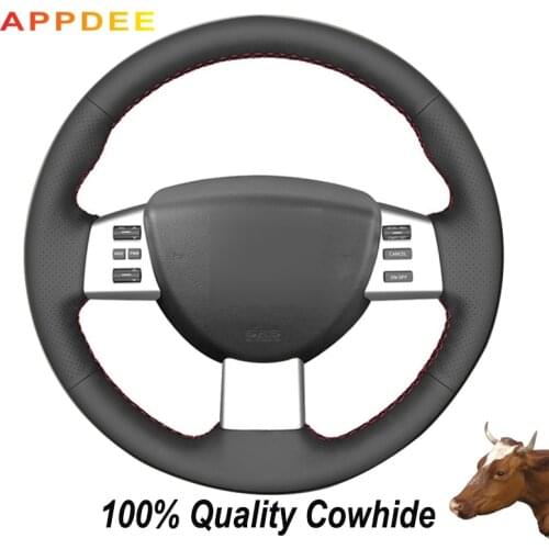 Hand-stitched Black Genuine Leather Steering Wheel Cover for Nissan Quest 2004-2010 Altima 2005-2009 Maxima 204-208 Murano 03-08