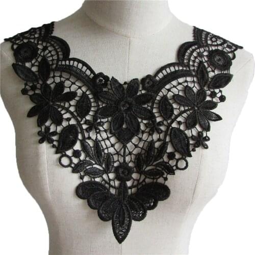 Black and white lace chest applique decoration fake collar embroidery DIY clothing craft supplies accessories 1 piece for sale