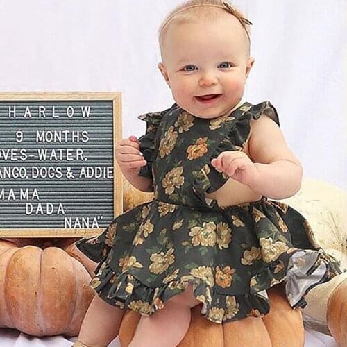 Baby girls black flower dress Children sleeveless o neck sundress for beach holiday party dress 1-5 Years ss