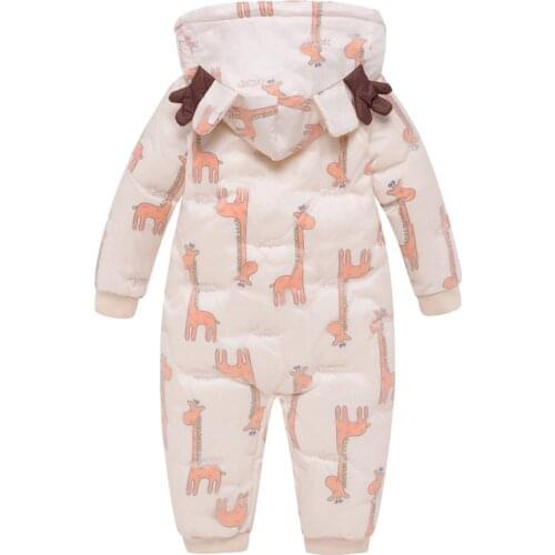 Baby Snowsuit Warm Winter One-piece Infant Down Jacket Toddler Girls' Hooded Autumn Overalls Children Outerwear Kids Romper