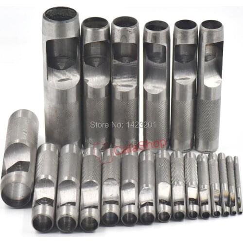 4 Pcs / Lot 16mm 17mm 18mm 19mm Steel Round Hole Punch Tool Hollow Puncher Cutters for Leather Belt Handwork Sewing DIY