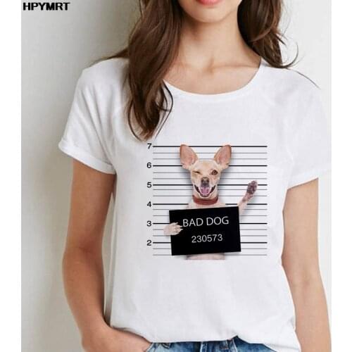 Funny Bad Dog Printed T Shirt Women Summer Casual Tshirts Tees Harajuku Korean Style Graphic Tops Kawaii Female T-shirts Cothing
