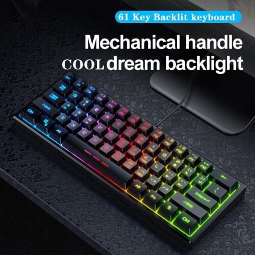 FV-61 Mechanical Touch Keyboard 61 Key Characters RGB Luminous Wired Computer Desktop Notebook Esports Game
