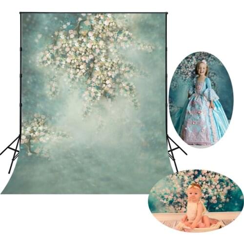 HUAYI Cyan Flower Backdrop For Newborn Photography Baby Bridal Shower Photoshoot Background Photocall Photograph Booth cm-5161