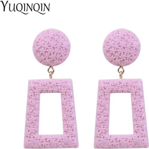 Classic Long Big Round Geometric Resin Fashion Drop Earrings for Women Acrylic Party Earring for Girls Summer Jewelry Brincos