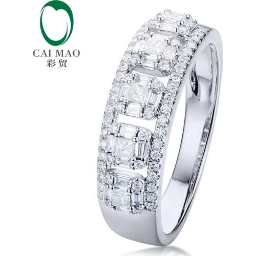 CaiMao 14kt White Gold 0.48ct Natural Diamond Ring Engagement Ring for Unisex Jewelry