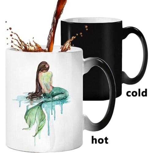 Beautiful Mermaid Mugs 11oz Coffee Mug Cold Hot Heat Reveal Cup Cold Hot Heat Changing Color Magic Mug Tea Cups