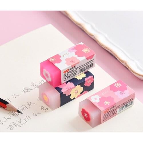 Mohamm Cute Japanese Flower Printed Cherry Blossom Rubber Eraser Student Office School Correction Supplies Stationery