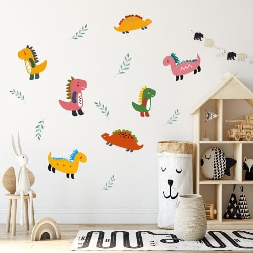 Cartoon Animal DIY Dinosaur Wall Sticker For Kids Room Living Room Bedroom Home Decoration Wall Decal PVC Wallpaper Mural