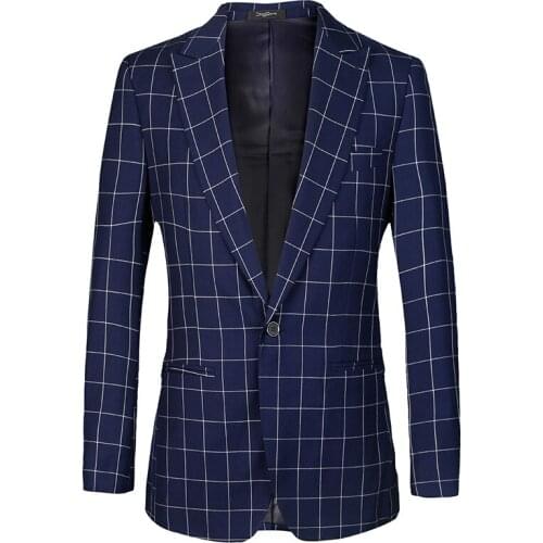 Men Plaid Suit Blazer 2020 Spring Mens Suits Blazer Men Slim Fit Blazer For wedding Suits Blue Men Jacket Plus Euro Size 56