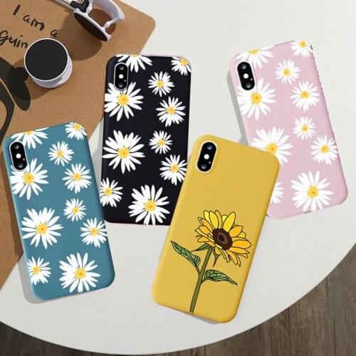 JAMULAR Cute Summer Daisy Sunflower Flower Case For iPhone 7 SE 2020 11 Pro XS MAX X XR 6 8 Plus Soft Silicone Back Cover Fundas