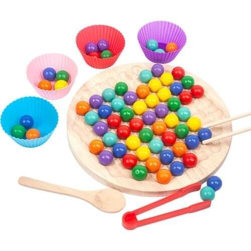 DIY Elimination Bead Clip Bead Fine Motor Training Board Game Wooden Montessori Color Classification Stacked Educational Toys