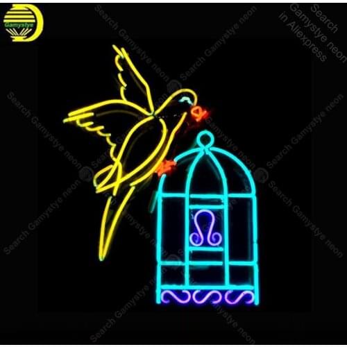 New Bird and cage NEON SIGN REAL GLASS BEER BAR PUB Sign LIGHT SIGN STORE DISPLAY ADVERTISING LIGHTS Art Decor lamp for sale