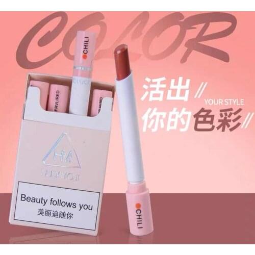 New Type 4pcs Cigarette Shape Lipstick Matte Waterproof Matt Long-lasting Smoke Tube Lipstick Velvet Red Lip Tint Makeup