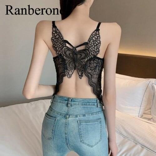 Ranberone Sexy Beauty Back Female Bra Breathable Underwear Hollow Out Outside Push Up Bra Sexy Vest Top Women 2021
