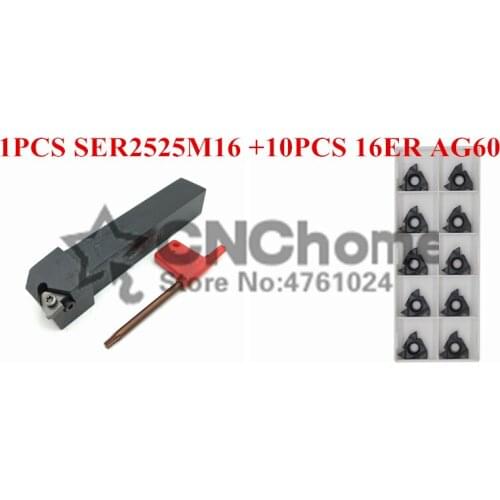 SER2525M16 External thread CNC Turning tool 1pcs+16ER AG60/16ER AG55 Carbide insert 10pcs 11pcs/set