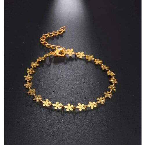 Skyrim Bohemian Cherry Blossom Charm Bracelet for Women Girls Adjustable Gold Color Metal Chain Bracelets Party Jewelry Gift