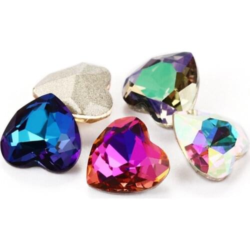 8-14mm Heart Rhinestone Nails Decoration Pointback Glue On Crystals Art Crafts DIY Heart Rhinestones Crystal Strass