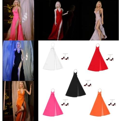 1/6 Flexible Female Body Action Figures Doll Fake Body Realistic Skeleton with Backless Dress Bust Model Collectibles(No Head)