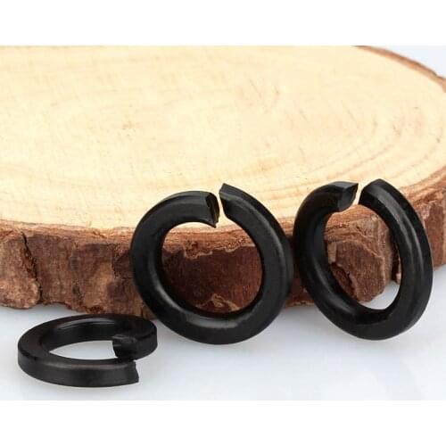 100/50/30pcs M2 M3 M4 M5 M6 M8 M10 M12 DIN127 GB93 Carbon Steel Black Grade 8.8 Steel Spring Washer Split Lock Elastic Gasket