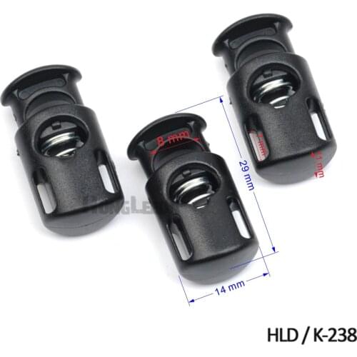 150 pcs / lot K-238 black plastic stoppers cord lock 8mm hole toggles clip apparel shoelace sportswear bungee cord accessories