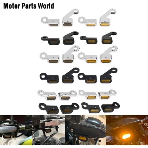 2XMotorcycle 12V Mini LED Lamp Turn Signal Amber Light E Mark For Harley Touring Road Glide Softail Breakout Slim FLS Sportster