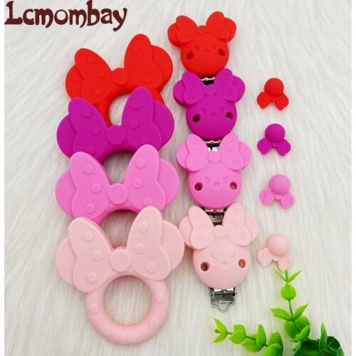 3Pcs/lot Mouse Silicone Beads and Pacifier Clips Baby bead Silicone Teether Baby Oral Care DIY Teething Toy