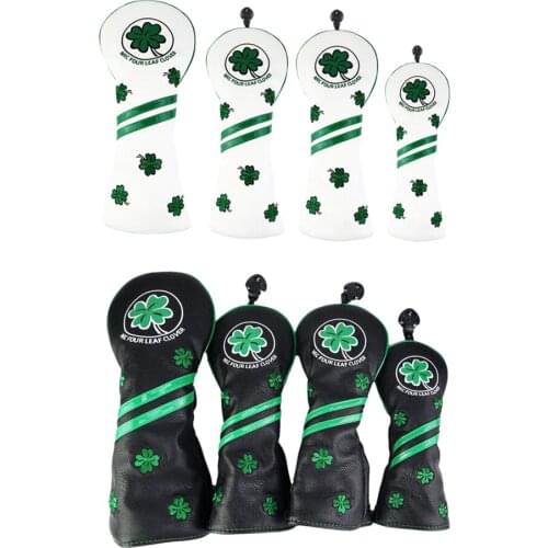 4pcs Golf Wood Head Cover Clover Club Headcover Protector Accessories NO. Tag