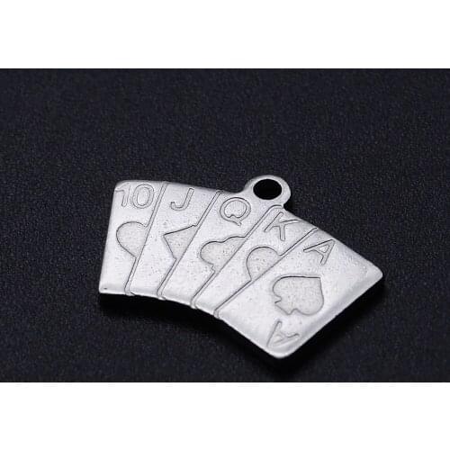 5pcs/lot 100% Stainless Steel straight flush Good Luck DIY Charm Pendant Wholesale Bracelet Making Charms Jewelry Making Charms