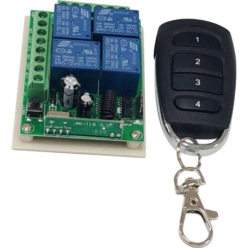 Wireless Receiver Lamp /Light Remote Control Switch (4 Buttons) - 433 Mhz Remote Controller, for Smart Home Appliance- Black