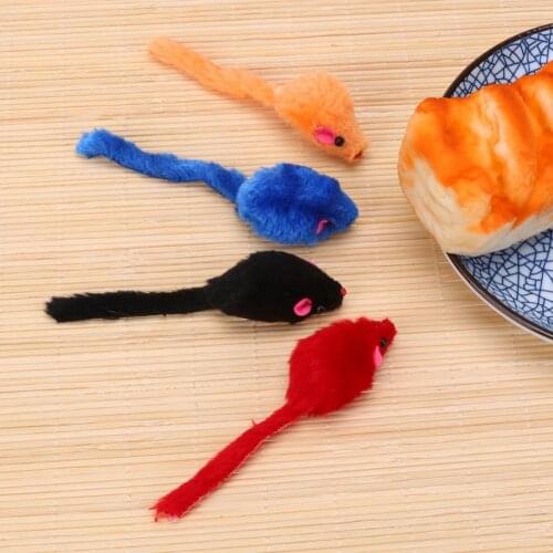 Mini Colorful Pet Fleece Mouse Fun Interactive Cat Rat Toys Imitate Plush Playing Mouse Kitten Animal Pet Accessories