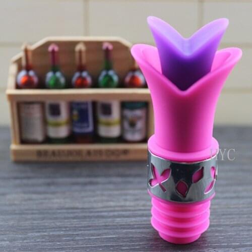 DHL Freeshipping 50pcs 2016 Newest Lily Wine Bottle Stoppers Silicone Approved Food Grade Durable Wine pourer