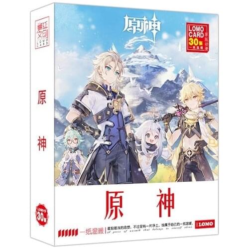 30 Sheets/Set Genshin Impact LOMO Card Anime Peripheral Greeting Card Message Card Hot Stamping