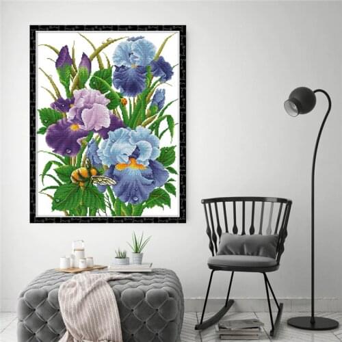 The Iris Patterns Needlework,DIY DMC Cross stitch,Sets For Embroidery kits,Precise Print Count Cross-Stitching Accessory Tools