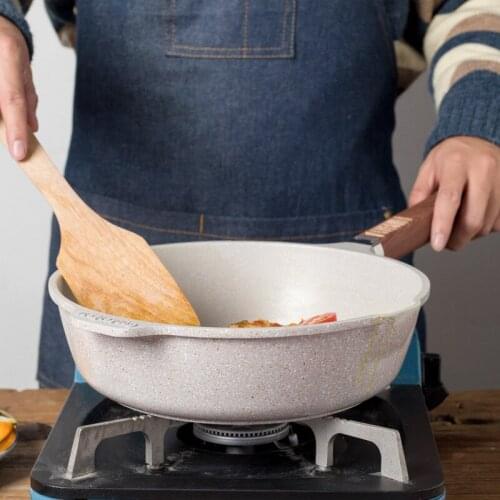 Temperature sensor design Maifan stone non-stick frying pan with one touch and no oily fume cooking pan