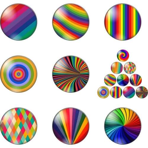 New Irregular Shapes Rainbow Colors 12mm/20mm/25mm/30mm Round Photo Glass Cabochon Demo Flat Back Making Findings