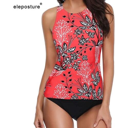 Tankini Swimsuits Women 2021 Floral Print Swimwear Women Two Pieces Swimsuit Female Bather Bathing Suits Summer Beach Wear Swim