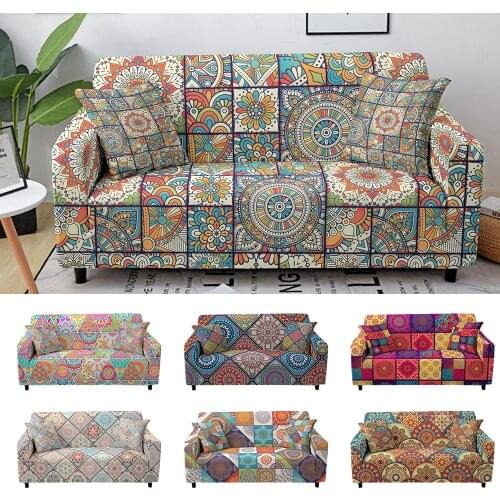 Mandala Elastic Sofa Cover for Living Room Boho Style Sectional Corner Sofa Slipcover Couch Cover Sofa Protector 1/2/3/4 Seaters