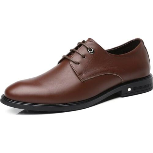 Mens Casual Shoes Toe Top Layer Business Mens Shoes Black Wedding Formal Shoes Genuine Leather Oxfords Shoes Man