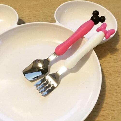 1 Set Lovely Cartoon Baby Spoon Fort Set Kids Tableware Baby Feeding Tools Ice Cream Dessert