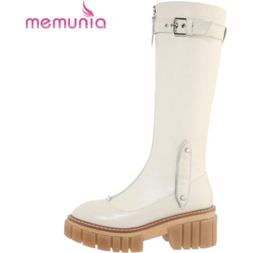 MEMUNIA 2022 New Arrival Women Winter Shoes Hot Sale Fashion Genuine Leather Comfortable Leisure Ladies Boots Knee High Boots